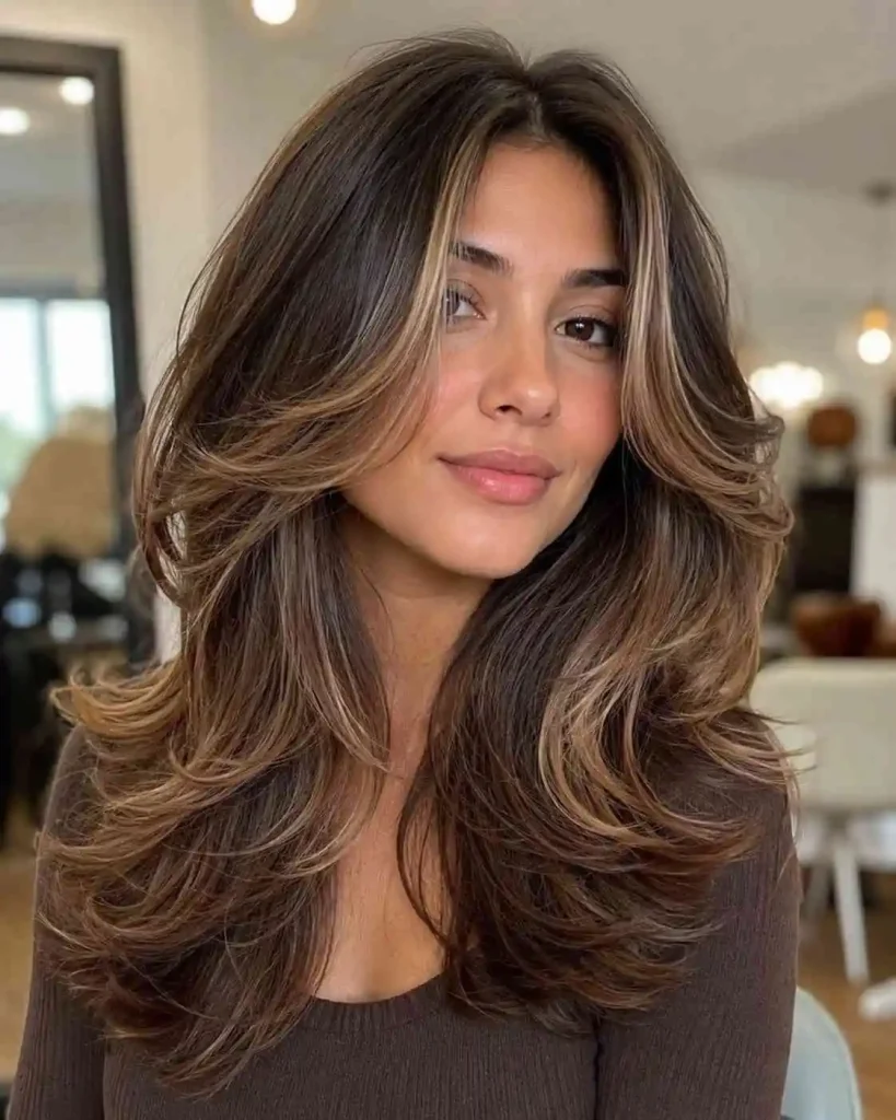 Butterfly Haircut with Face-Framing Highlights