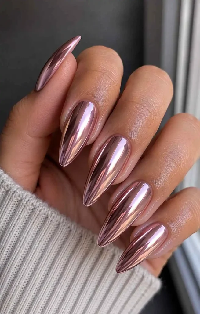 Chrome Almond Nails
