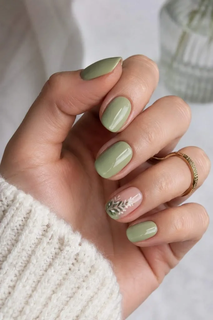 Soft Matcha Green Nails