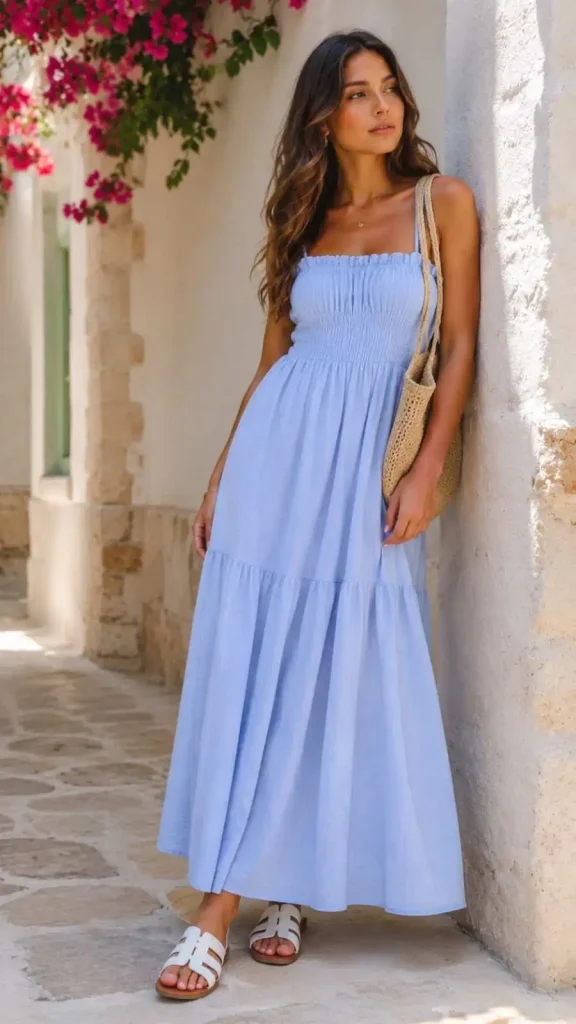 Baby Blue Sundress with White Sandals