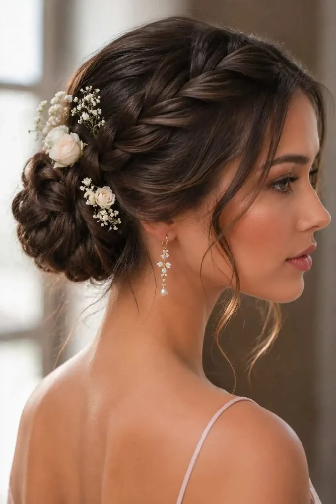 Braided Updo with Floral Accents