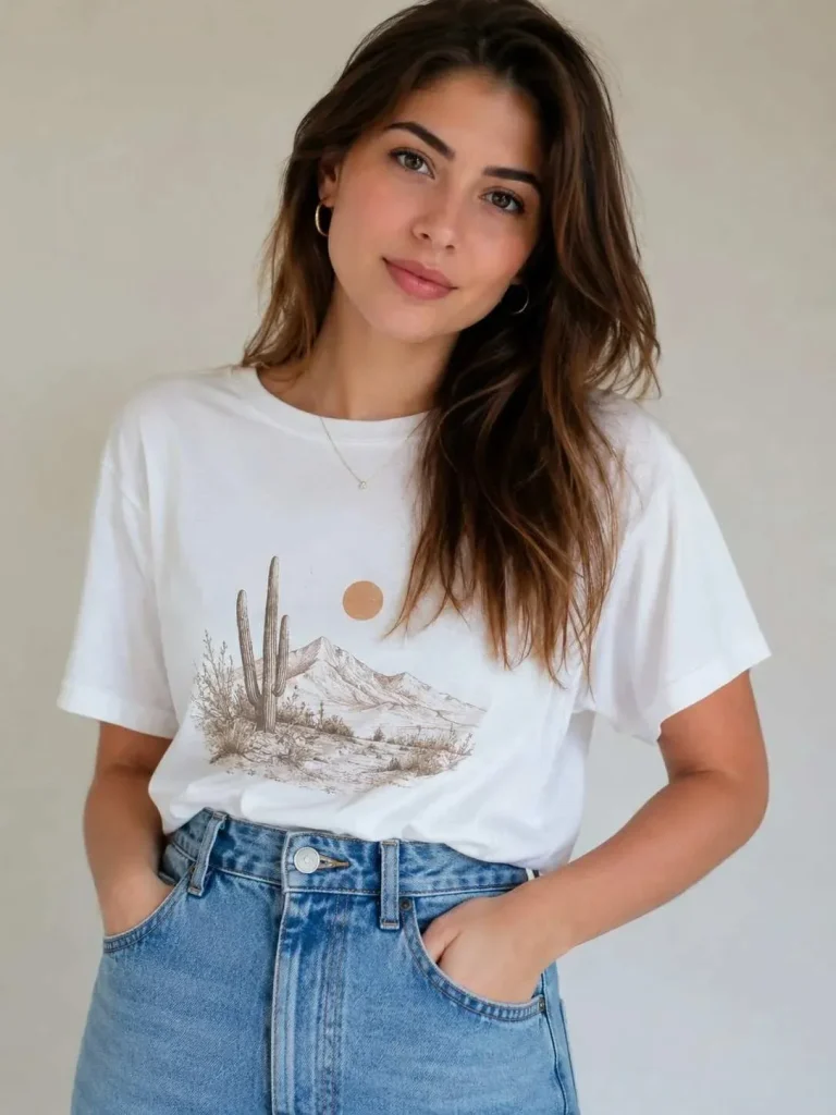 Graphic Tee + High-Waisted Wide-Leg Jeans