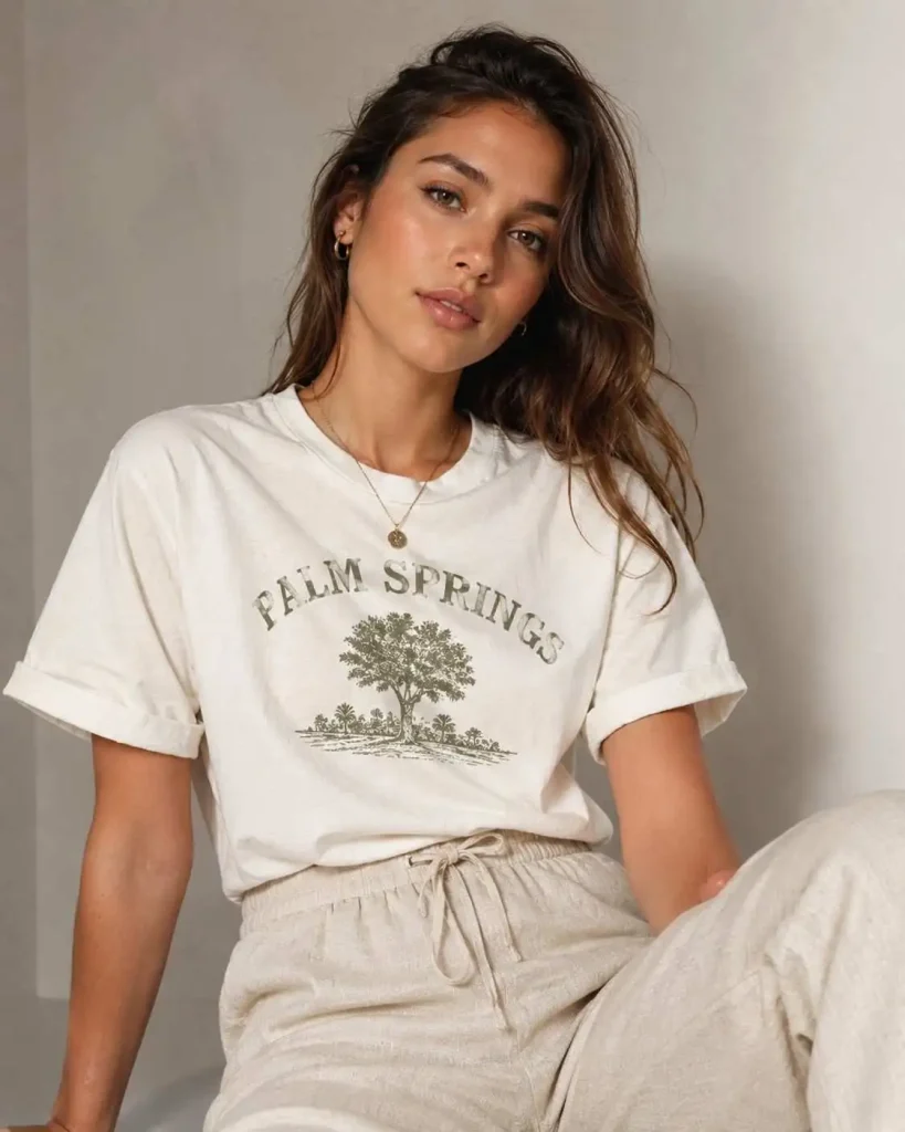 Graphic Tee + Linen or Flowy Trousers for a Relaxed Summer Look