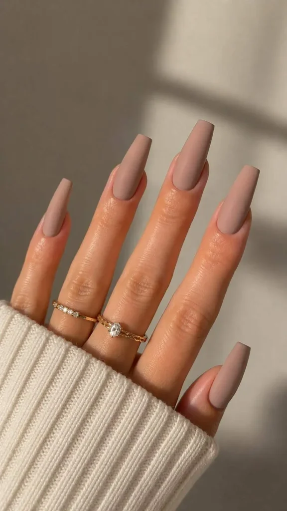 Matte Nude Coffin Nails