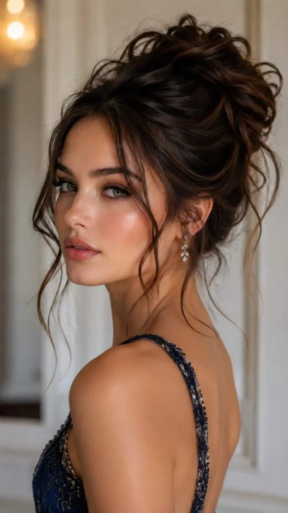Messy Updo with Tendrils