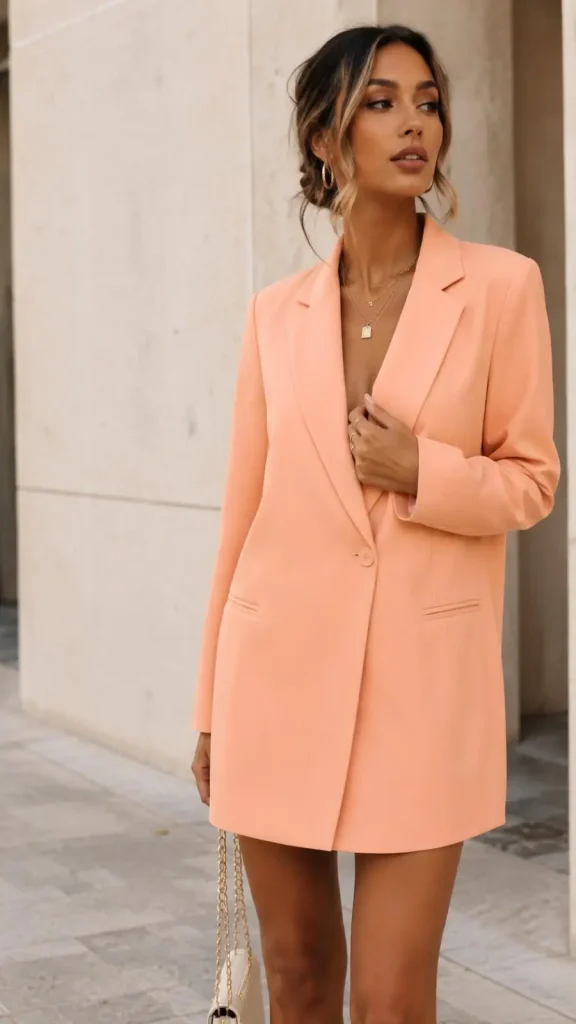 Peach Oversized Blazer Dress