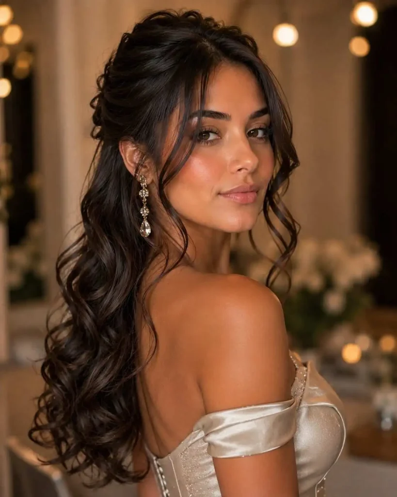 Romantic Half-Up, Half-Down with Curls