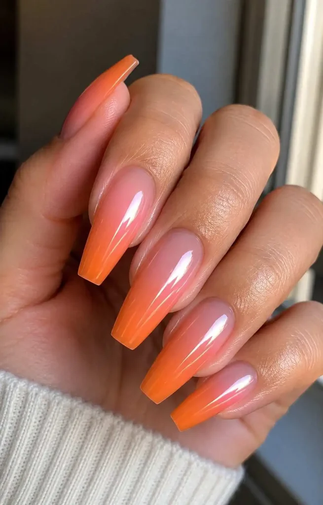 Sunset Ombre Coffin Nails