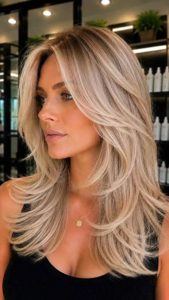 Bright Beige Blonde with Feathered Layers