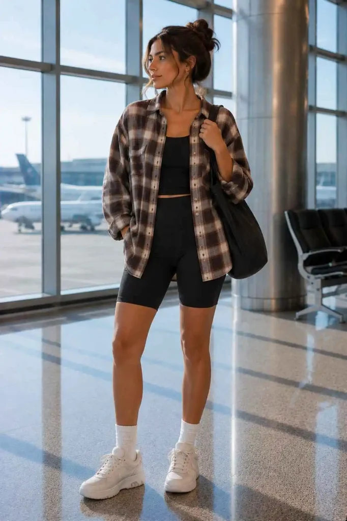 Flannel Shirt with Bike Shorts