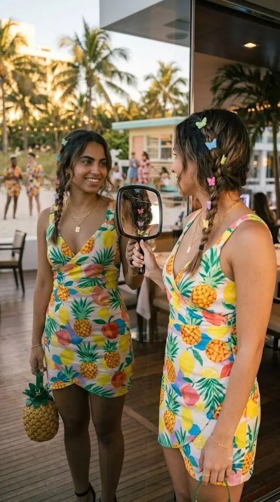 Fruit-Print Mini Dress for Casual Days