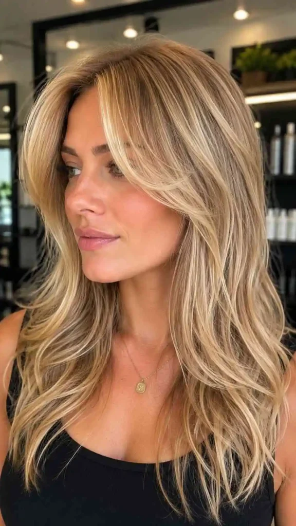 Golden Blonde Curtain Bangs