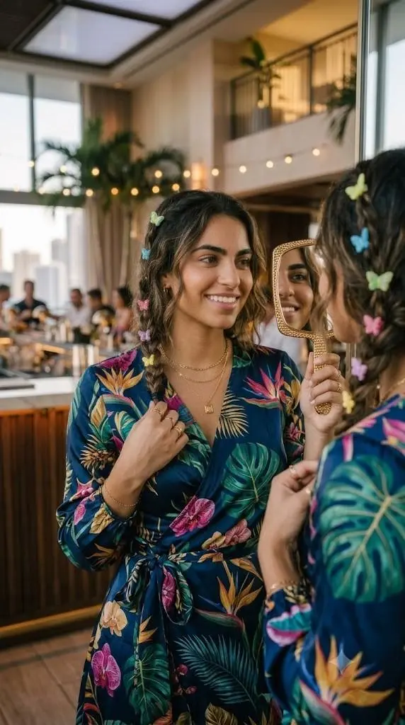 Tropical Print Wrap Dress